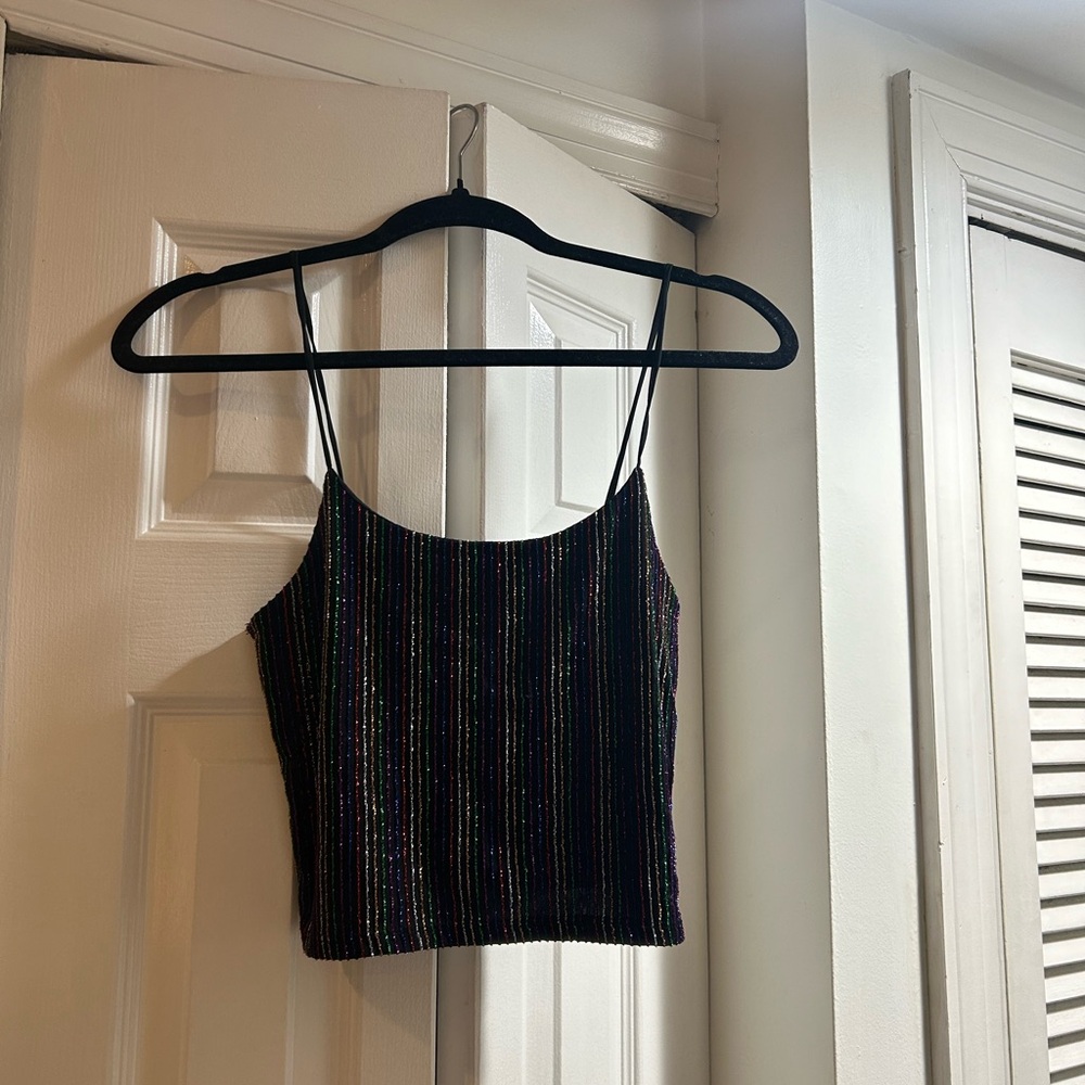 Topshop black camisole with multicolored stripes
